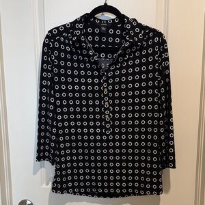 Alfani Black and White Circle Pattern Button Down Shirt